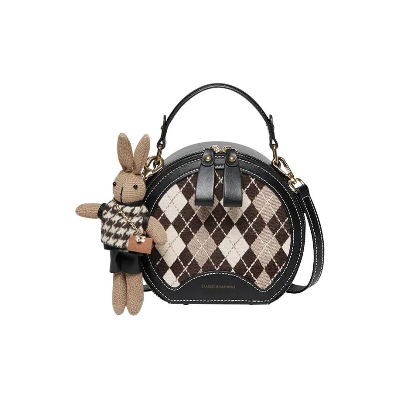 Narandu Fabric, Synthetic Leather Handbag, Shoulder Bag, Crossbody Bag Mini Women's Midnight Black/Coffee-0