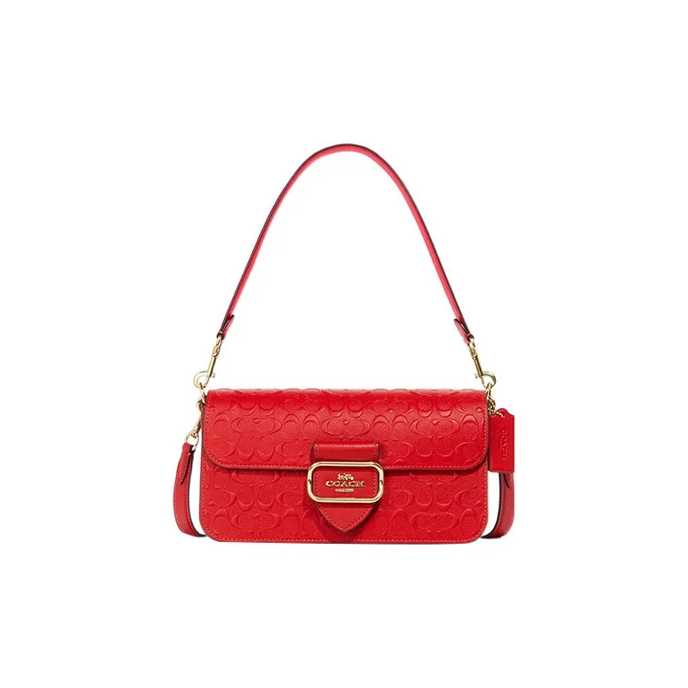 COACH Morgan Leather With Suede With Calfskin Shoulder Bag, Portable Crossbody Bag Women's Red-0