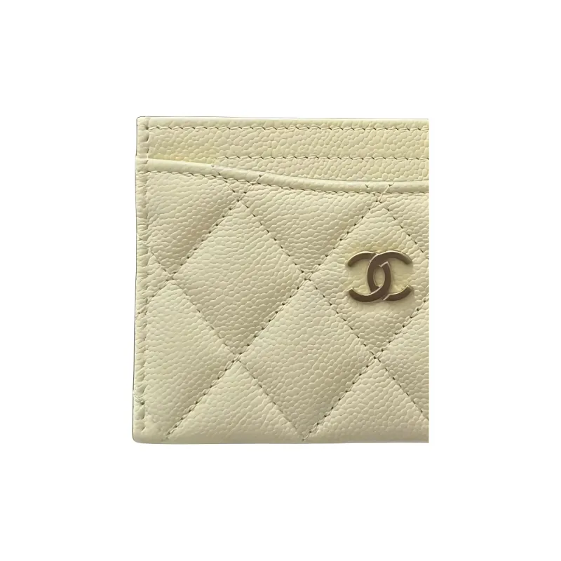 CHANEL Calfskin Card Holder Women's Yellow-3