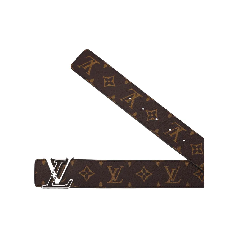 LOUIS VUITTON Cow Leather Belts Men's Brown Width 4cm-3