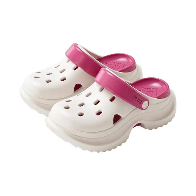 POSEE Lightweight Fashion Home Slippers Unisex, White+Raspberry-0