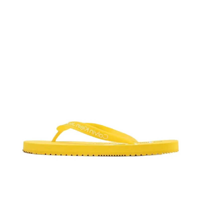CKJ CALVIN KLEIN JEANS Abrasion Resistant Flip Flops Women's Yellow-0