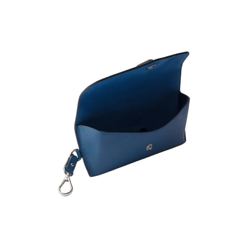 PRADA Saffiano Leather Eyeglass Pouch Unisex Pilot Blue-1