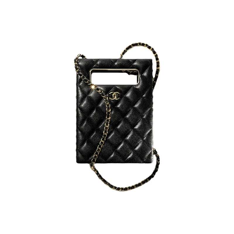 CHANEL Grain Embossed Lambskin Shoulder Bag, Crossbody Bag Women's Black-0