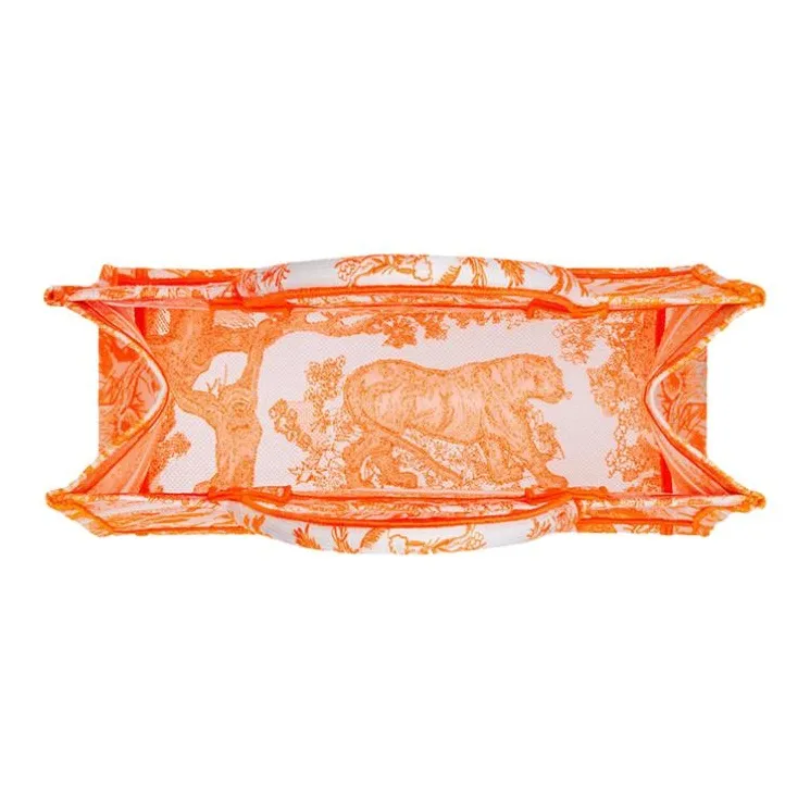 DIOR BookTote Canvas Shoulder Bag, Crossbody Bag, Handbag Medium Size Women's Fluorescent Orange-3