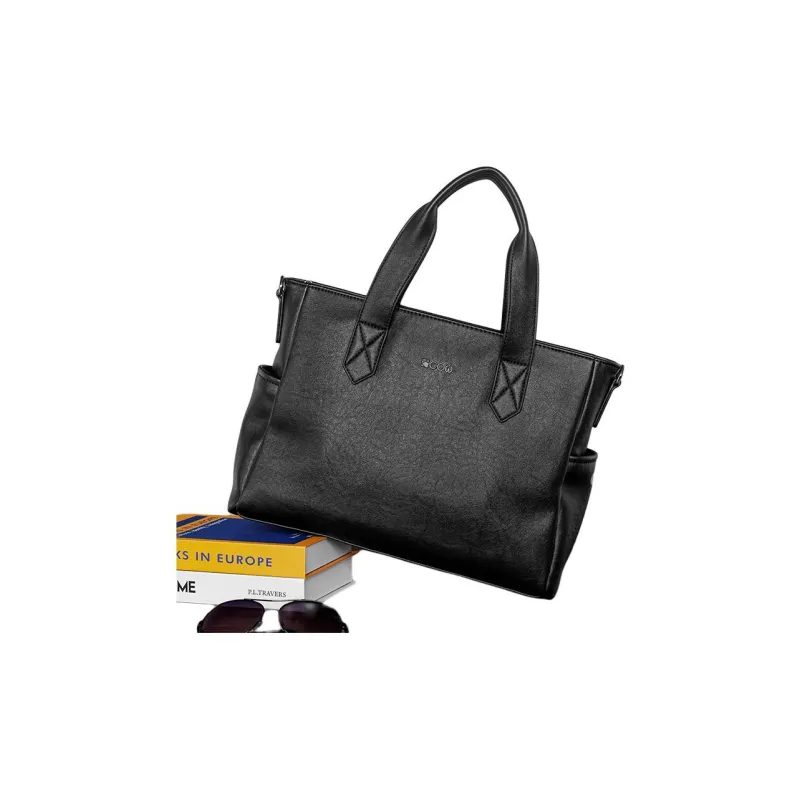 COW Leather Briefcase, Handbag Tubas Men's Black-1