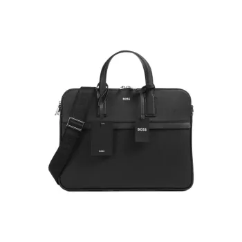 HUGO BOSS Leather Briefcase Men's Black
