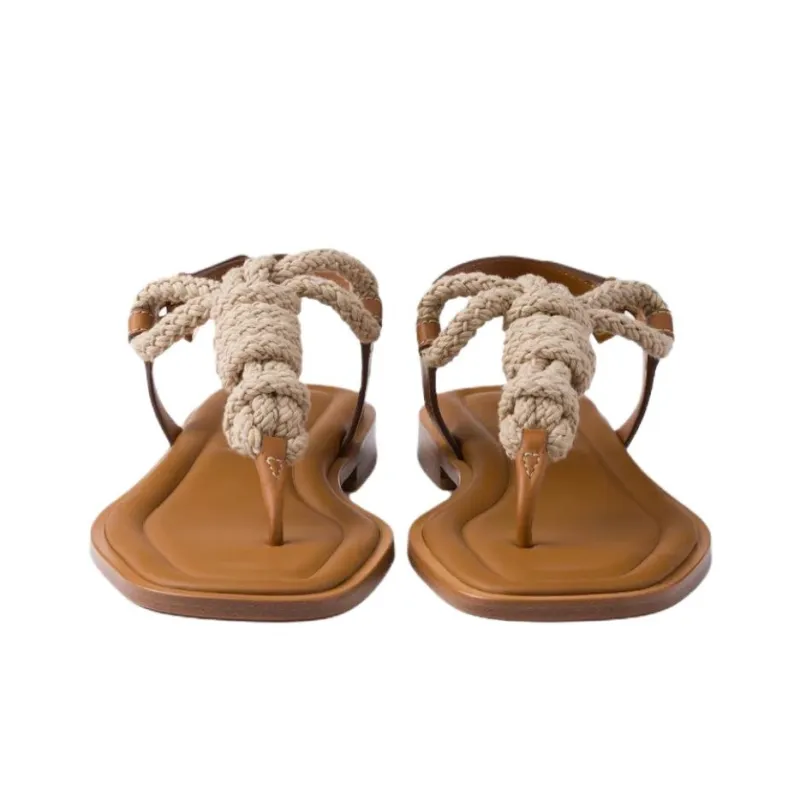 PRADA One Strap Sandals Women's Brown-4