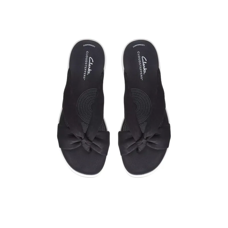 Clarks Rubber Sole Abrasion Resistant Flip Flops Women's Black White-3