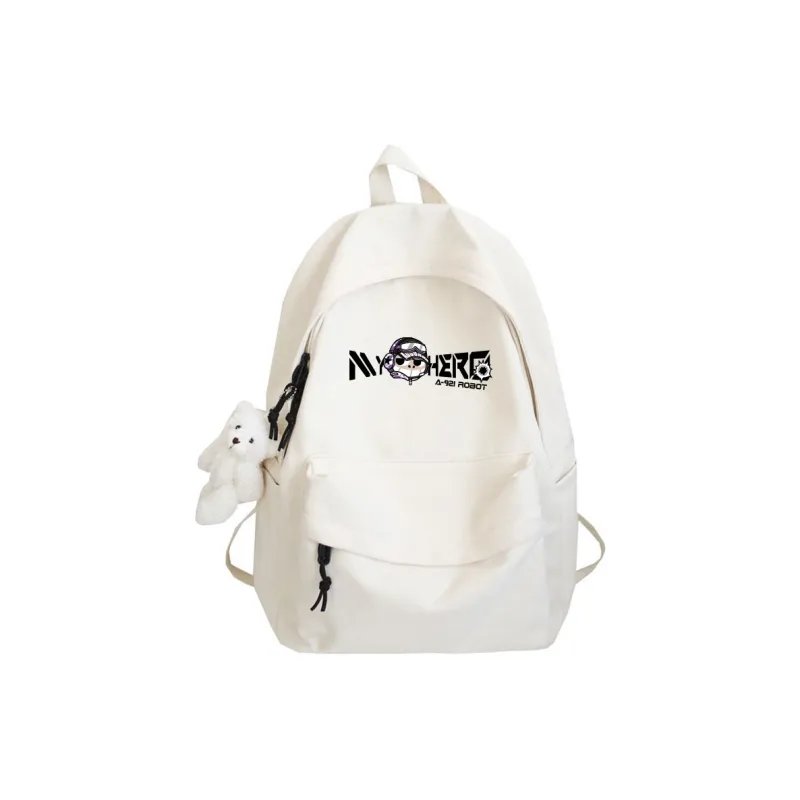 ADOONGA Canvas Backpack Unisex White/Black-0