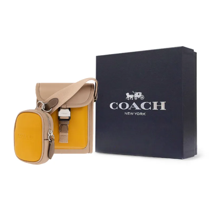 COACH Charter Calfskin Shoulder Bag, Crossbody Bag Mini Men's Brown-8