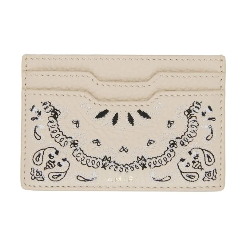 AMIRI Cow Leather Card Holder Men's Beige-0