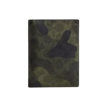 COACH Coated Canvas Passport Holder Mini Unisex Dark Color Trefoil Multicolor