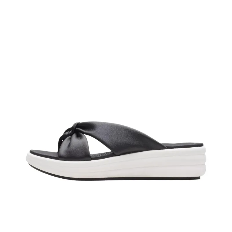 Clarks Rubber Sole Abrasion Resistant Flip Flops Women's Black White-0
