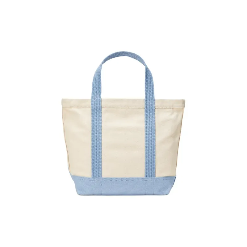 Polo Ralph Lauren Fabric Tote Bag, Shopping Bag, Handbag Trumpets Women's Light Umber & Blue-2