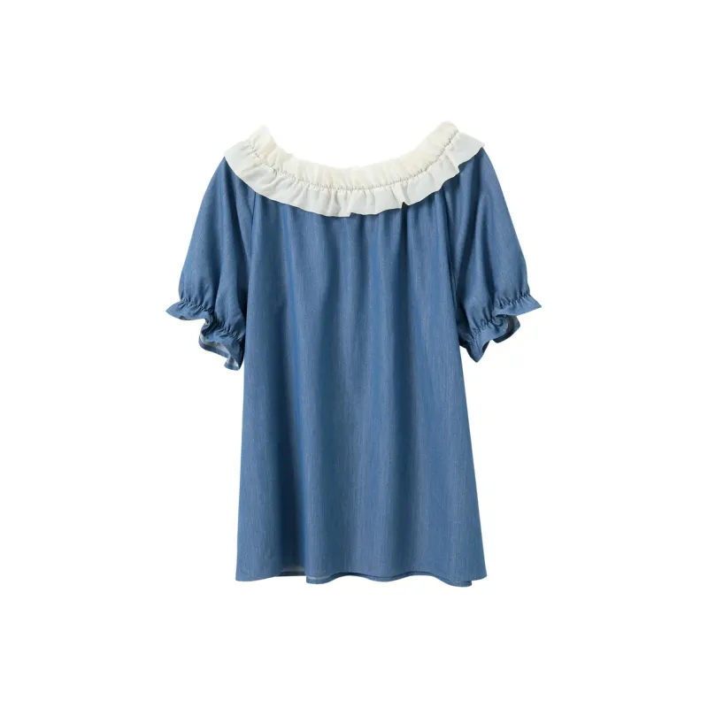 3COLOUR Chiffon Shirts Women's Marine Blue-1