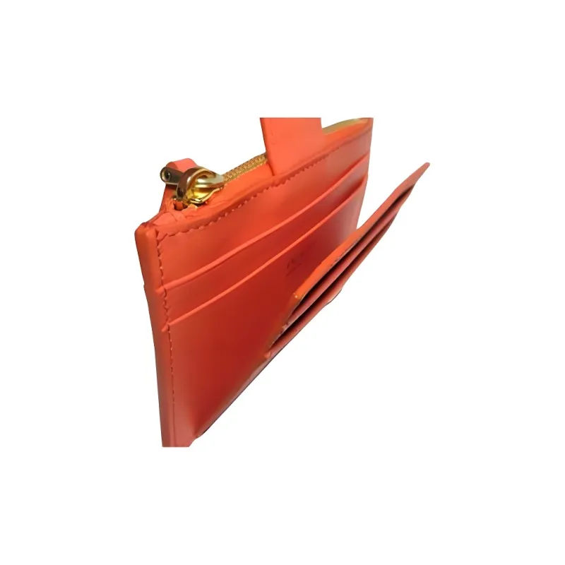 PRADA Saffiano Leather Card Holder Women's Orange-4