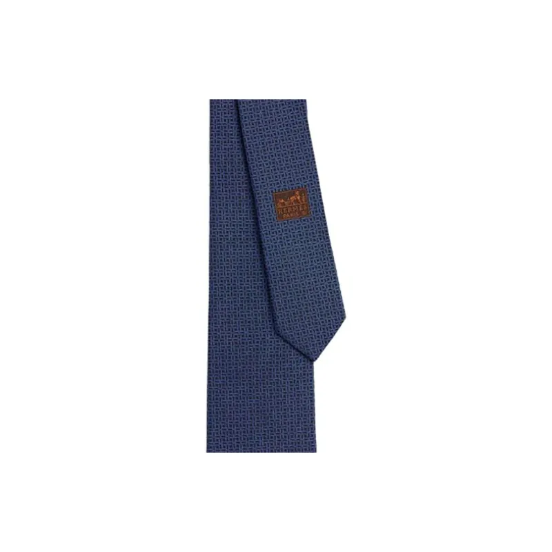HERMES Silk Ties Men's Dark Blue-1