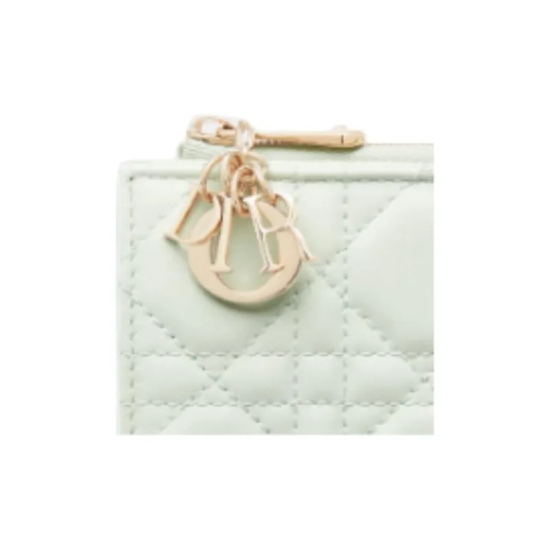 DIOR Lady DiorDahlia Sheepskin Wallet Women's Light Green-4