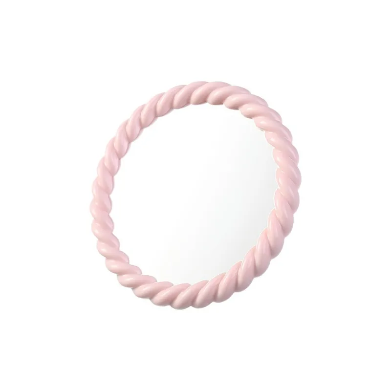 XIAOLITONGXUE Cute Cream Style HD Makeup Mirror, Round Desktop Portable Cream Style Office Movable Mirror-2