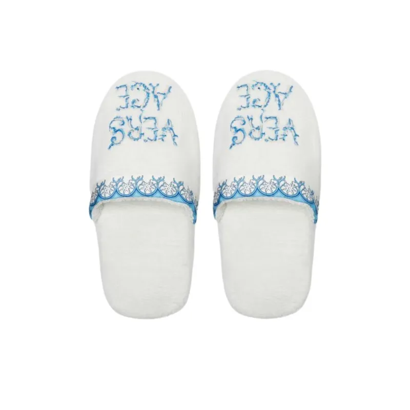 VERSACE Abrasion Resistant Closed Toe Slippers Unisex White-2