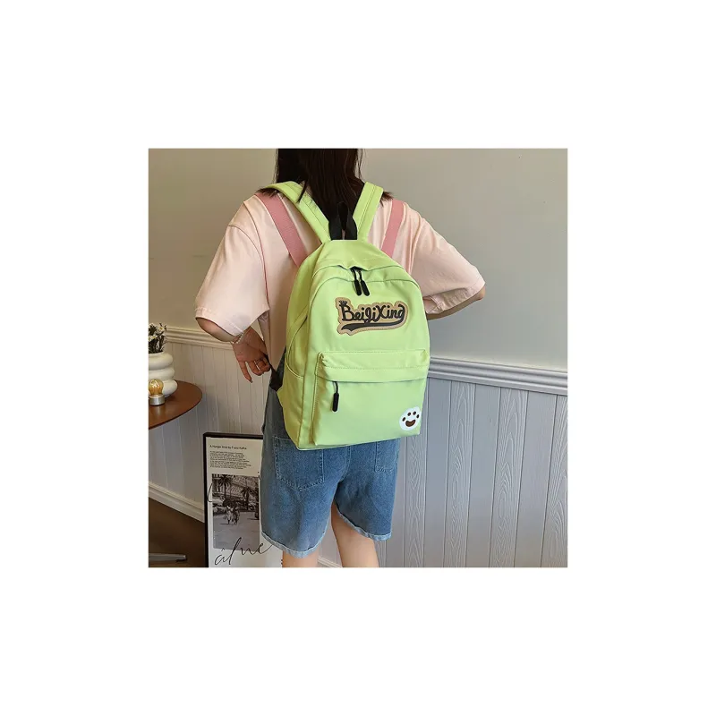 OURFUN Nylon Fabric Backpack Unisex Ecru/Black/Pink/Burgundy/Light Yellow/Orange/Light Green/Jasper-1