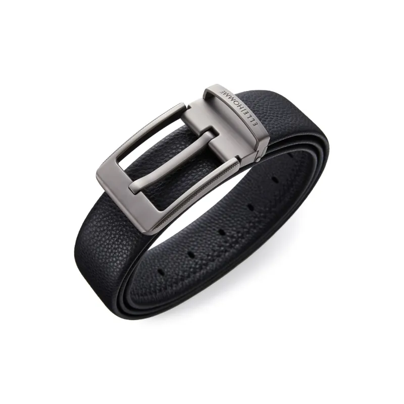 ELLE HOMME Cow Leather Belts Men's Gunmetal Width 3.8cm-0