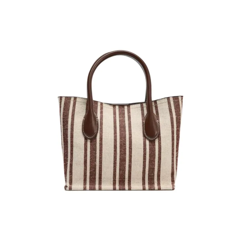 ZARA Jute With Cotton Shoulder Bag, Crossbody Bag, Handbag Women's Brown & Beige-0