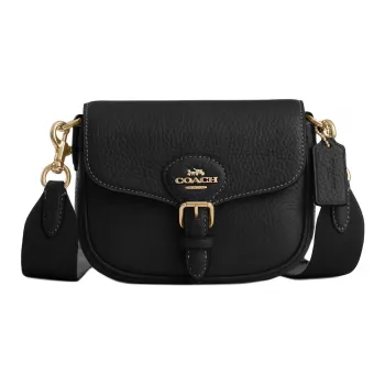 COACH Cow Leather Saddle Bag Shoulder Bag Crossbody Bag Small Size Women's Black