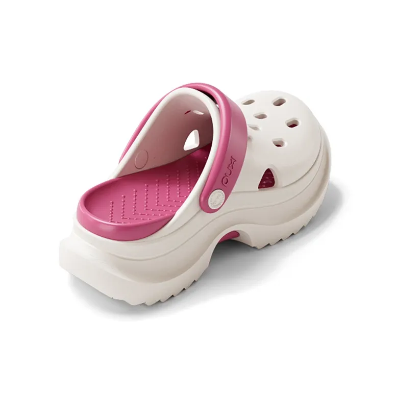 POSEE Lightweight Fashion Home Slippers Unisex, White+Raspberry-3