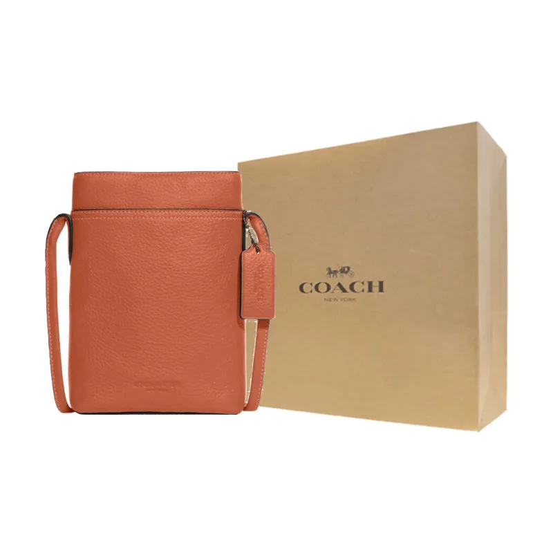 COACH Leather Shoulder Bag, Crossbody Bag Mini Men's Brown-4