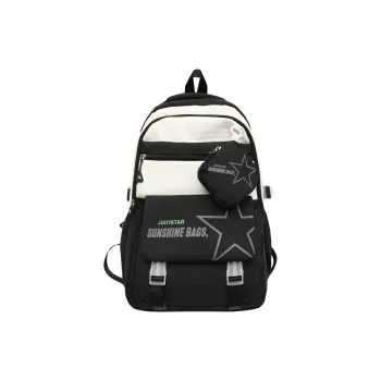 MOK Polyester Cotton Blend Backpack Regular Unisex Black/Rose Red/Purple/Green/Pink