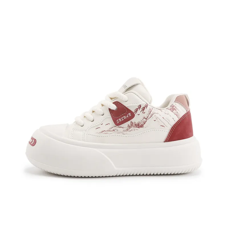 DHARRY 'Ink Gap Shoes' Height Increasing Low Top Skateboard Shoes Women's-0