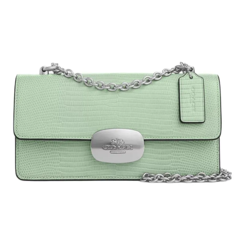 COACH Eliza Leather Shoulder Bag Crossbody Bag Small Size Women's Silver & Light Green-0