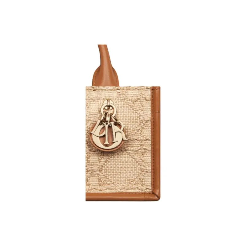 DIOR Book Tote Cow Leather Shoulder Bag, Crossbody Bag, Handbag Mini Women's Brown & Beige-5