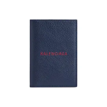 Balenciaga Calfskin Wallet Men's Dark Blue & Burgundy