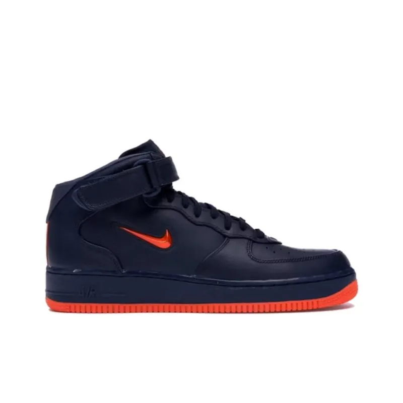 Nike Air Force 1 Wear resistant And Lightweight Mid Top Skateboard Shoes Unisex Black Orange-1