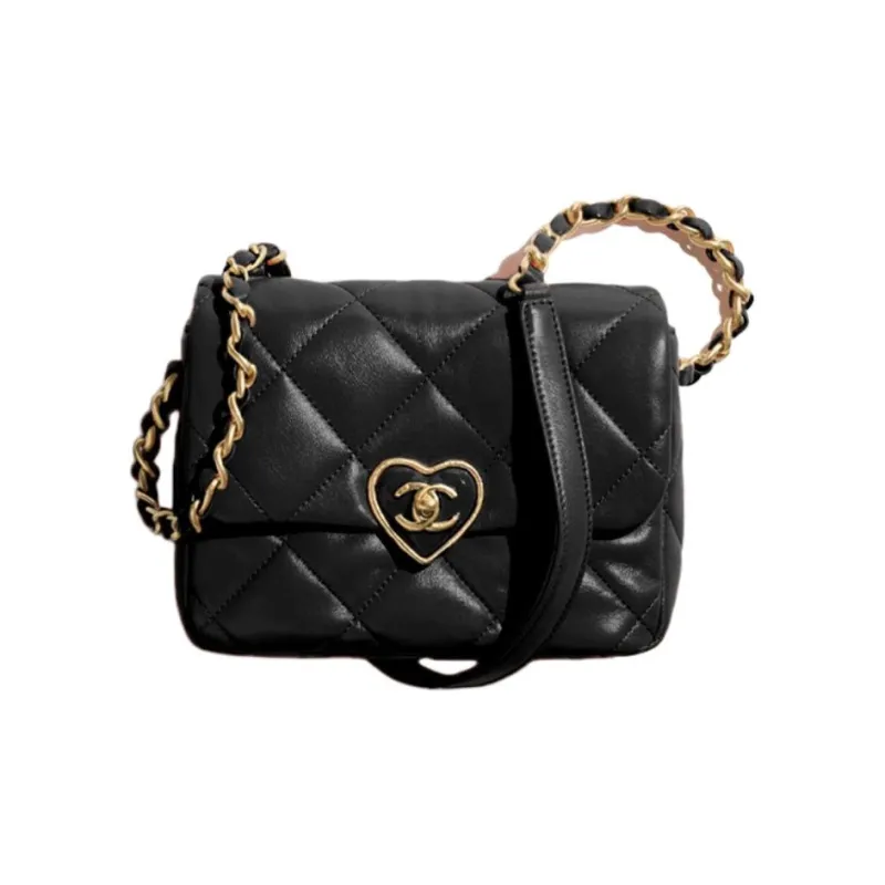 CHANEL Lambskin Shoulder Bag, Crossbody Bag Mini Women's Black-0