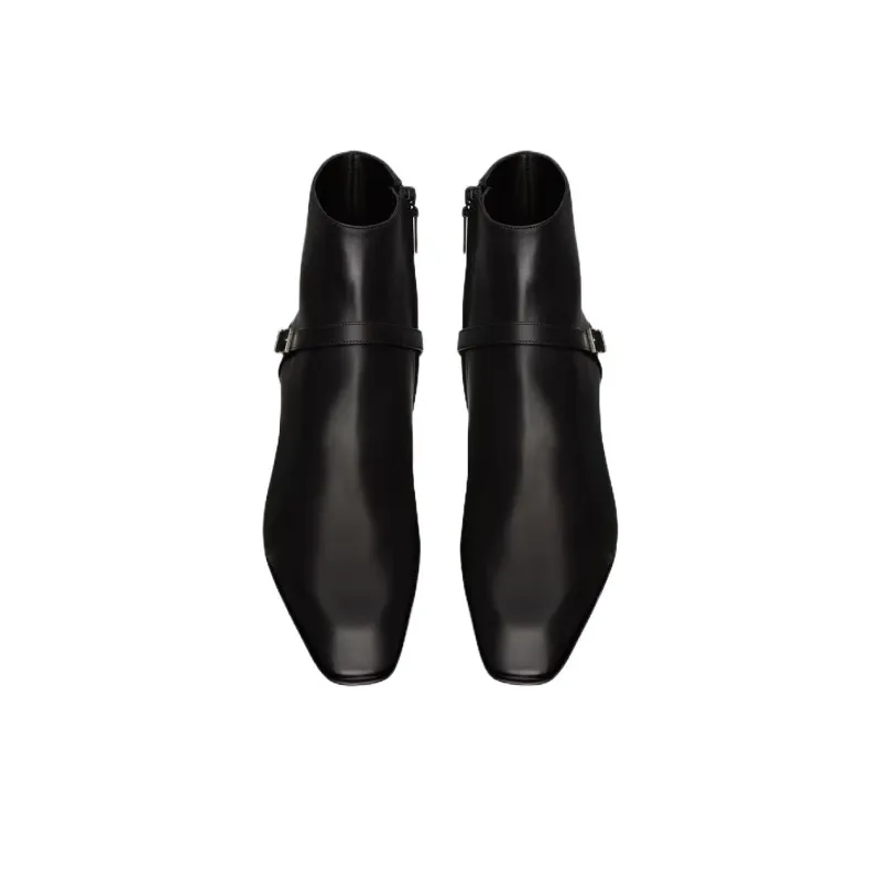 SAINT LAURENT AUGUSTIN Ankle Boots 3cm Men's Black-3