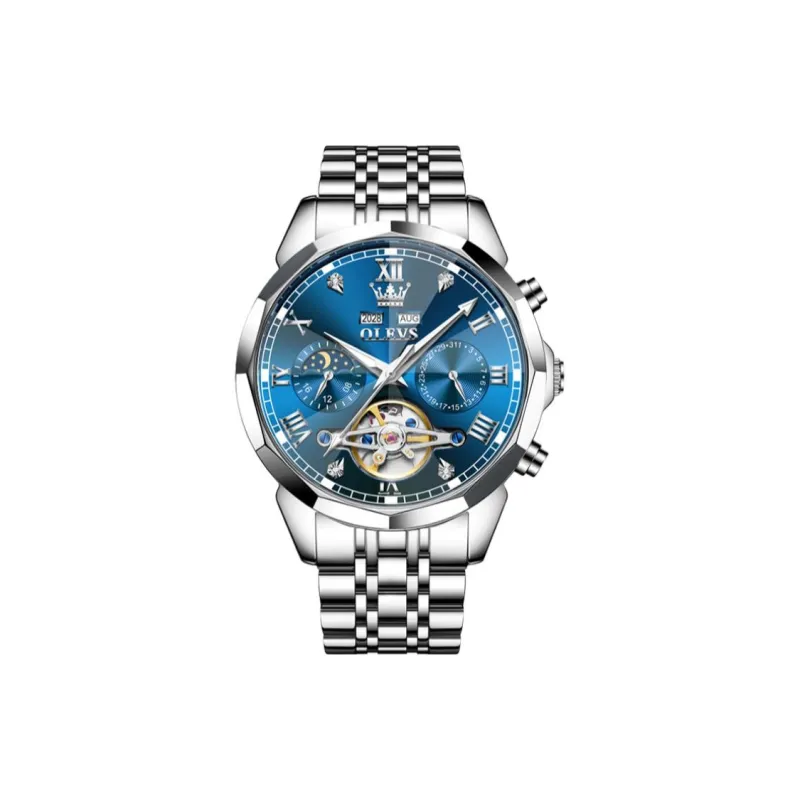 OLEVS Wisdom Series Automatic Mechanical Movement Stainless Steel Watchband Watch Men's Watches Black Dial-15
