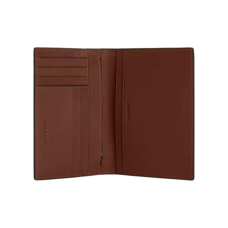 COACH Cow Leather Card Holder Passport Holder Mini Men's Bronze With Saddle-1