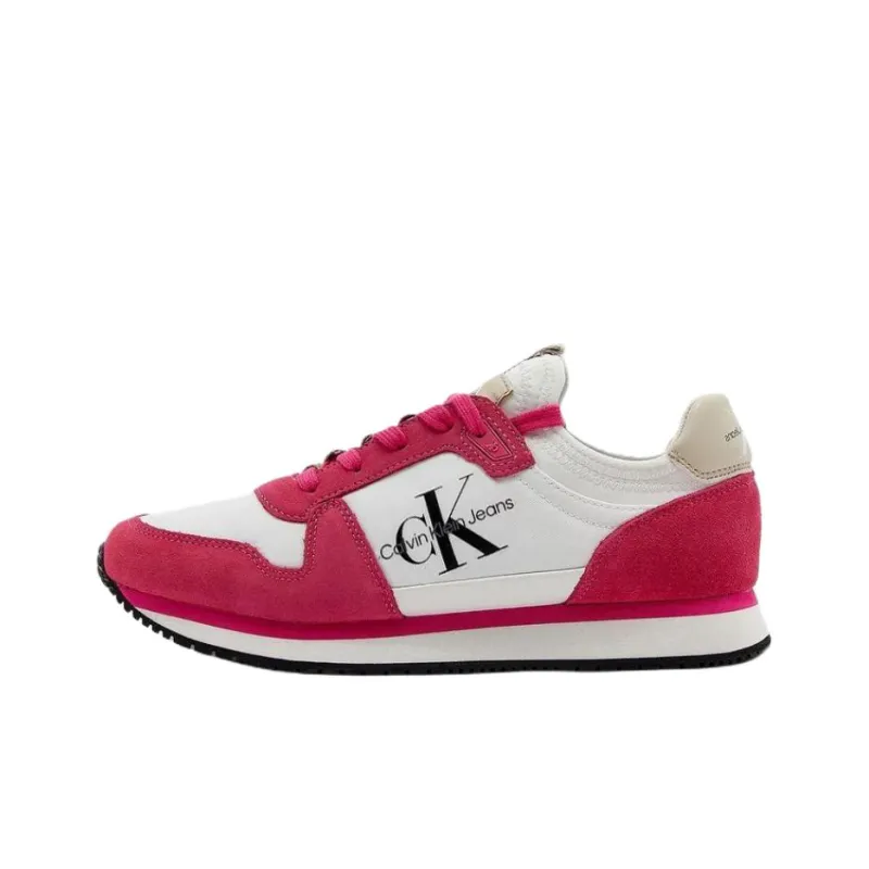 CKJ CALVIN KLEIN JEANS Runner Low Top Casual Shoes Women's White & Pink-0