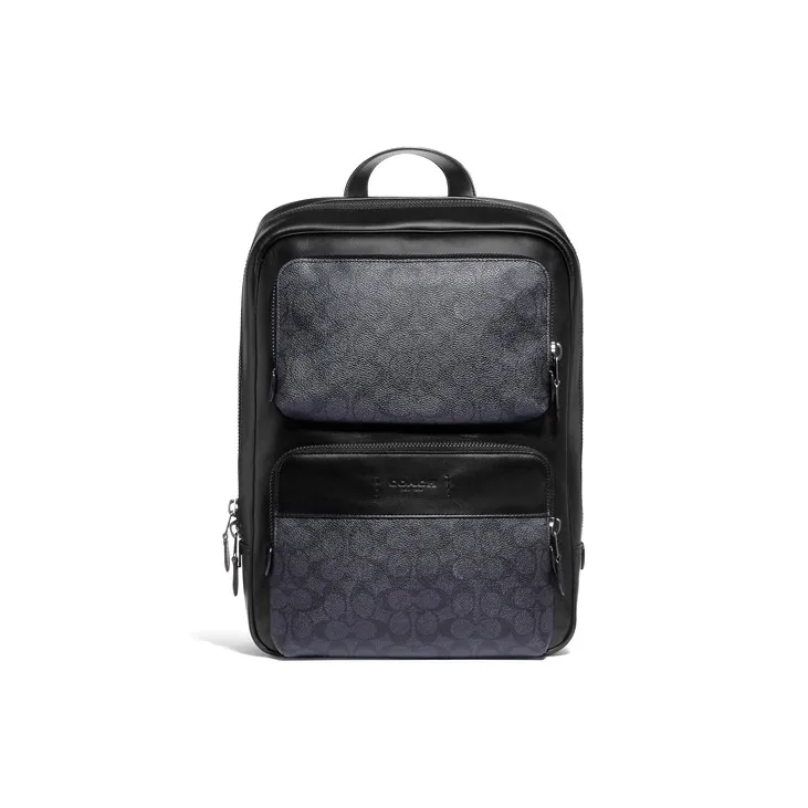 COACH Gotham Canvas With Leather Backpack Large Size Men's Black Copper/Black Monogram-0