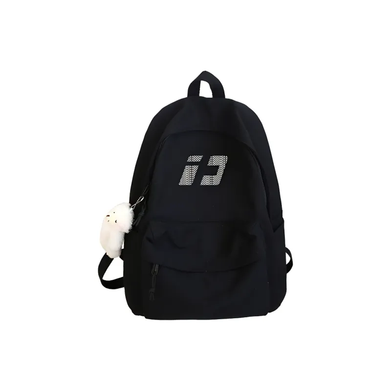 ADOONGA Canvas Backpack Regular Unisex Black/White-0