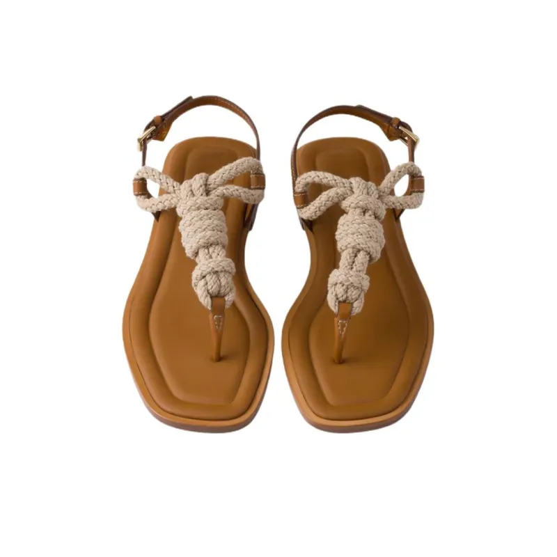 PRADA One Strap Sandals Women's Brown-5