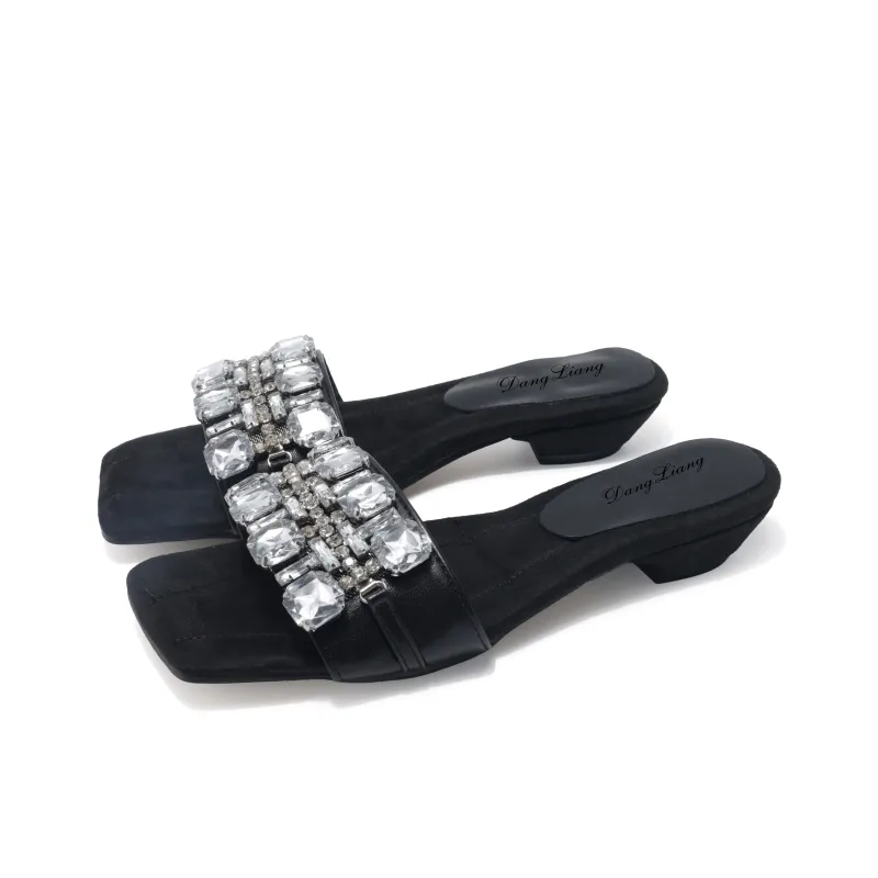Be Good Rubber Metal Rhinestone Abrasion Resistant Slide Slippers Women's-1
