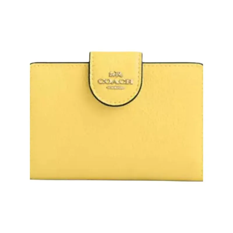 COACH Leather Wallet Medium Size Women's Yellow-2