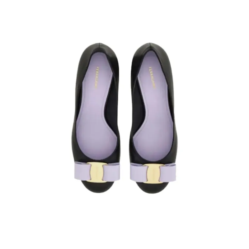 FERRAGAMO Chunky Heel High Heels 6cm Women's Black-3