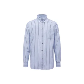 Moncler FW25 Striped Oxford Cotton Long Sleeve Shirt Men's Light Blue