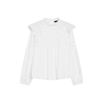 WEEKEND MaxMara Embroidered Ruffled Blouse
